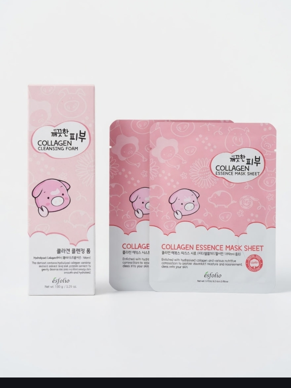 esfolio Collagen Essence Mask Sheet & Cleansing Foam - Pink